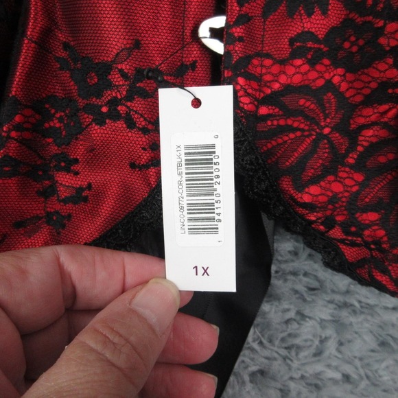 Adore Me Corset Bustier Set Womens 1X Black Lace Satin Garter Thong Lingerie NWT - Picture 9 of 16